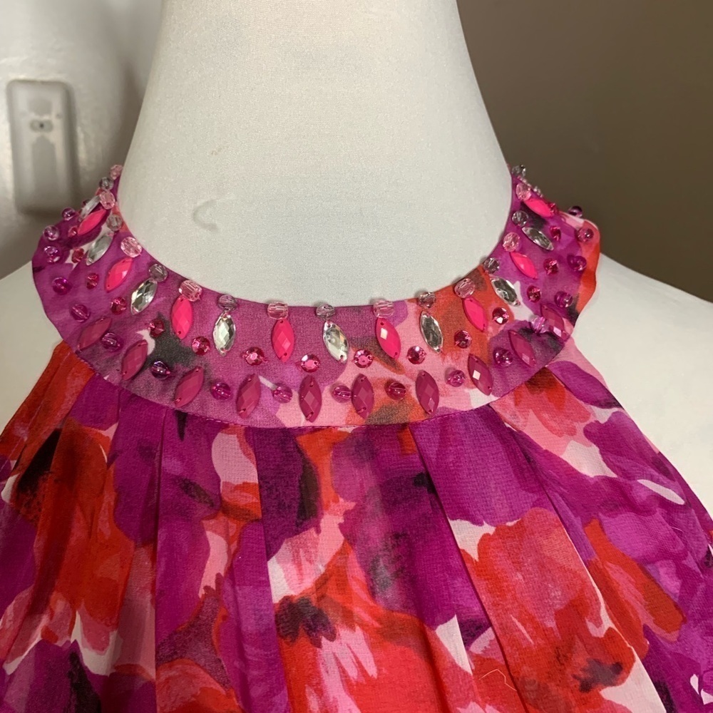 AA FLORAL TUNIC WITH BEADED COLLAR SIZE SMALL - Picture 3 of 8